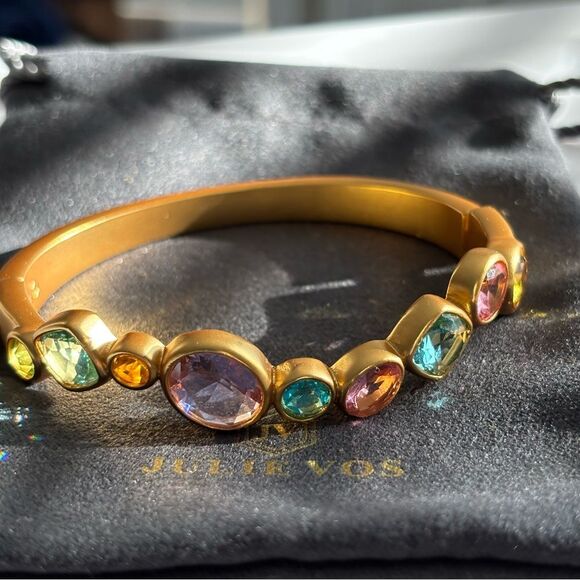NWOT Julie Vos Gold Bracelet with Pink Blue and Yellow Stones
